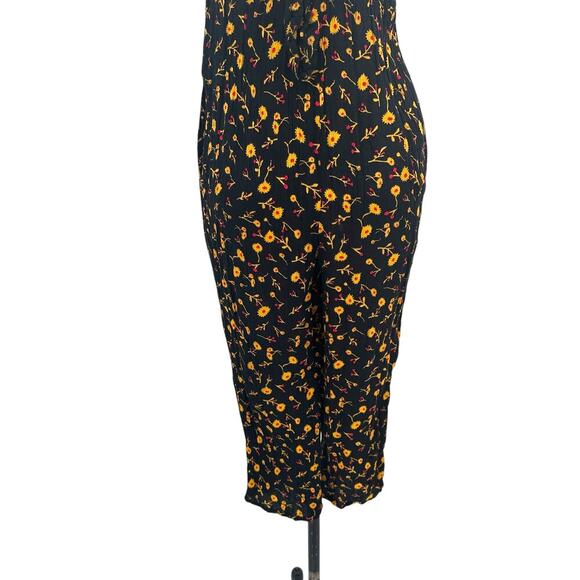 Whistles Aster Floral Textured Jumpsuit Black Yellow Print Size 0 - Picture 10 of 14